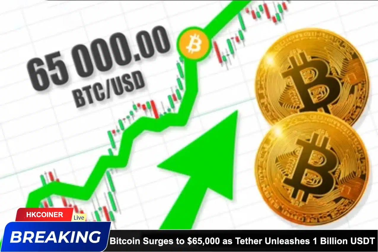 News images Bitcoin Surges to $65,000 as Tether Unleashes 1 Billion USDT